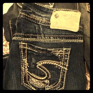 🧨Silver bootcut jeans. EUC